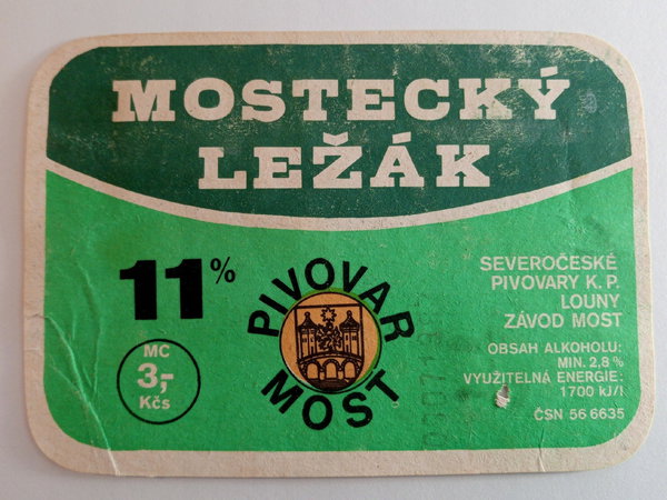 Etykieta Pivovar Most - Mostecky Lezak