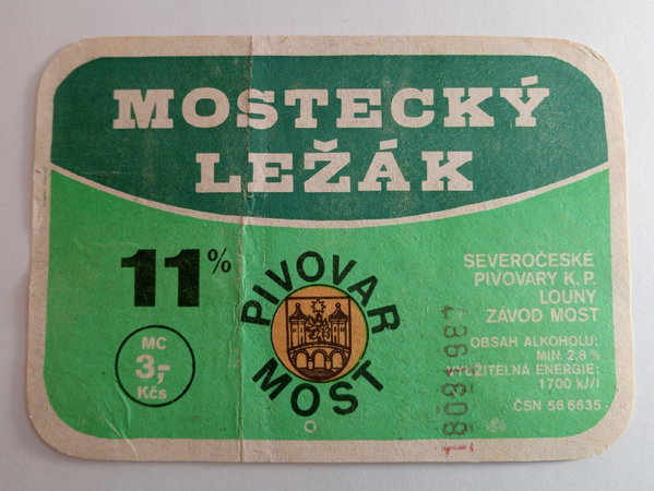 Etykieta Pivovar Most - Mostecky Lezak