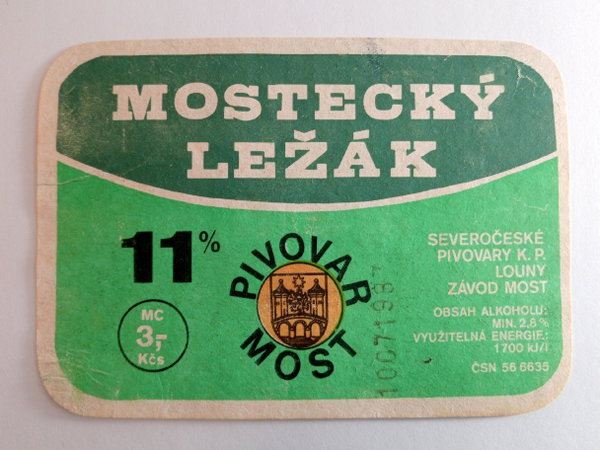 Etykieta Pivovar Most - Mostecky Lezak