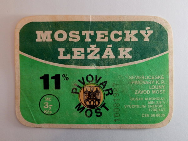 Etykieta Pivovar Most - Mostecky Lezak