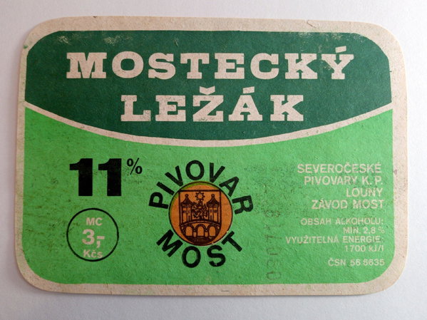 Etykieta Pivovar Most - Mostecky Lezak