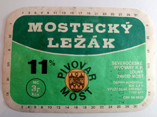 Etykieta Pivovar Most - Mostecky Lezak