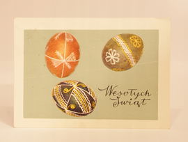 Pocztówka PRL Wielkanoc 1971 r. - pisanki ludowe