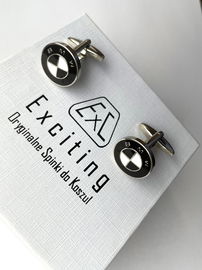 Spinki do mankietów EXC Gadżet dla fana BMW Black Emblemat gratis Szkatułka Etui