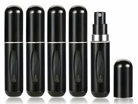 Atomizery podróżne do perfum wielokrotnego użytku 5x 5ml czarne