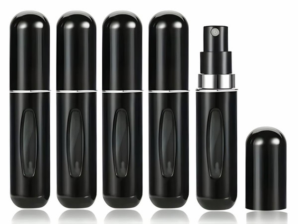 Atomizery podróżne do perfum wielokrotnego użytku 5x 5ml czarne