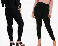 JEGGINSY SPODNIE JEANSY DAMSKIE Z WYSOKIM STANEM CIEMNE CZARNE XL/2XL