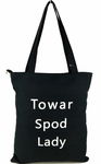 TOREBKA TORBA CZARNA materiałowa Z zabawnym napisem ,TOWAR SPOD LADY''