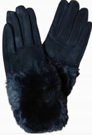 RĘKAWICZKI ZIMOWE ocieplane futerkiem GLOVES CIEPŁE CZARNE L