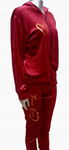 KOMPLET DRESY WELUROWE Z PRINTEM BORDO S/M MODNE BLUZA I SPODNIE