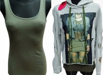 BLUZA z kapturem szara Z DZIURAMI komplet z ZIELONYM topem DQMANE
