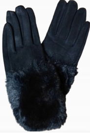 RĘKAWICZKI ZIMOWE ocieplane futerkiem GLOVES CIEPŁE CZARNE L