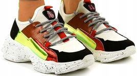SNEAKERSY buty damskie wysokie platforma skóra modne 36 OKAZJA CENOWA