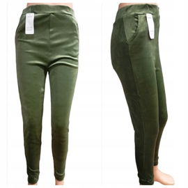 Spodnie Dresowe Damskie Sportowe Welurowe ELASTYCZNE roz.2XL ZIELONE