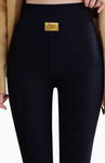 SPODNIE legginsy lekko ocieplane Z panelem czarne PARIS FASHION M/L