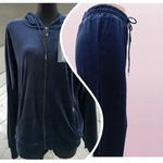 Komplet DRES WELUROWY elastyczny rozpinany z kapturem GRANATOWY XL