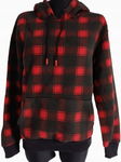 BLUZA KANGURKA W KRATKĘ CZARNO CZERWONA Z KAPTUREM OCIEPLANA UNISEX M