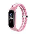 Opaska pleciona Smart Band M5/M6/M7 PINK-WHITE / RÓŻOWO-BIAŁY