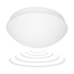 MARIN, plafon o?wietleniowy z mikrofalowym czujnikiem ruchu, 60W, E27, IP20, szk?o matowe