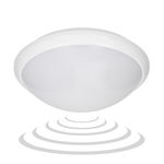 BREVA, plafon o?wietleniowy z mikrofalowym czujnikiem ruchu, 60W, E27, IP44, poliw?glan mleczny