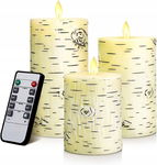 3 X Świeczka Led Super Jasna Imitująca Brzoze Pilot Timer Migoczący Płomień