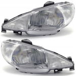 REFLEKTORY LAMPY PRZEDNIE PEUGEOT 206 - H4 - LEWA+PRAWA ZESTAW -