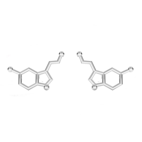 KOLCZYKI SREBRNE WZÓR CHEMICZNY SEROTONINA SZTYFTY SREBRO 925