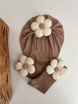 Zestaw Daisy – turban i skarpetki Beżowy 38 cm (1-3 mc) Cienki
