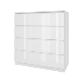 Komoda 90 cm 4 szuflady Korpus Biały mat, Fronty Połysk