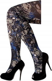 Rajstopy na Halloween Karnawał z czaszką pirata szkielet kości S/M/L