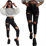 Spodnie jeansowe denim z przetarciami i rozdarciami garo grafit olavoga
