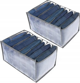 2x Organizer do szuflad, szaf na Spodnie T-shirty Siatka 7 przegródek Szary