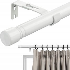 Biały Karnisz INFLATION ze zwieńczeniami 76-198 cm do salonu i na zewnątrz