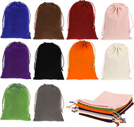 Woreczki welurowe 10szt 20x15cm kolorowe z troczkiem biżuteria prezent