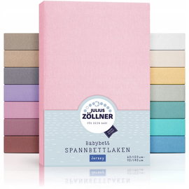 Julius Zollner Prześcieradło jersey 2 sztuki 60x120 70x140 cm Różowe