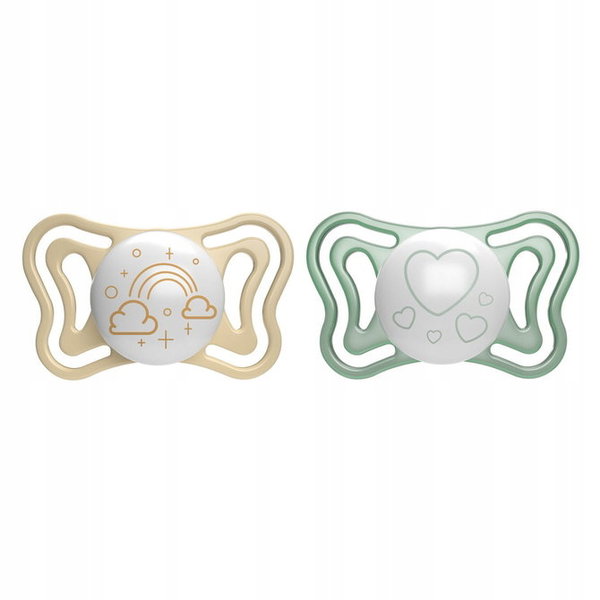 Chicco PhysioForma Light Lumi Smoczki silikon Świecące 2–6m 2 sztuki