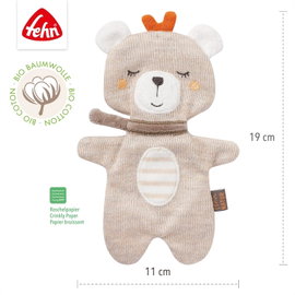 Fehn Teddy NATUR bio-bawełna Miś szeleszczący 19 cm 0+