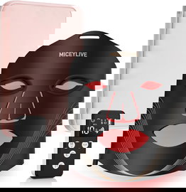 MICEYLIVE Maska LED 4 kolory Czarna matowa Na twarz