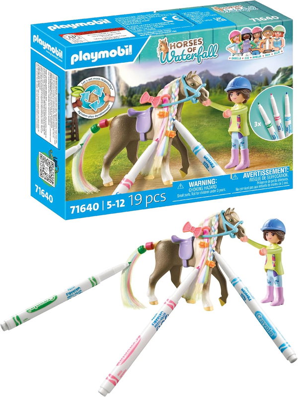 PLAYMOBIL 71640 Horses of Waterfall Koń + pisaki Crayola 5+
