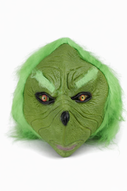 Maska Grincha zielona z futerkiem cosplay świąteczny
