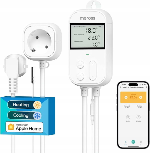 Meross MTS960 Inteligentny smart Termostat Wi-Fi gniazdko