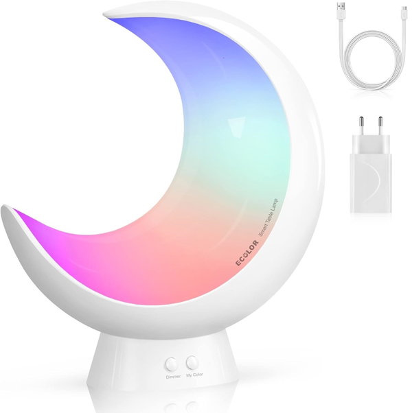 ECOLOR Smart Table Lamp Lampka nocna księżyc regulacja kolorów