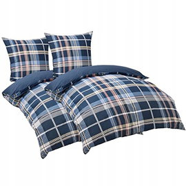 Bedsure Komplet poszewek pościel bawełna 4-częściowy krata 135 x 200 cm