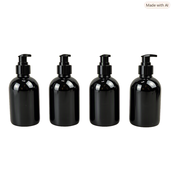 MONOKO Zestaw Czarnych Dozowników plastik 300 ml x 4 sztuki