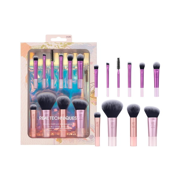 Real Techniques Travel Fantasy Mini Zestaw Pędzli 10 sztuk + Kosmetyczka