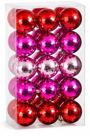 Mica Decorations Bombki Choinkowe Czerwone Różowe 8 cm 30 sztuk