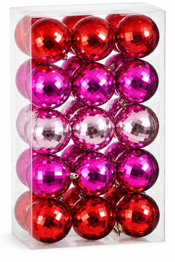 Mica Decorations Bombki Choinkowe Czerwone Różowe 8 cm 30 sztuk