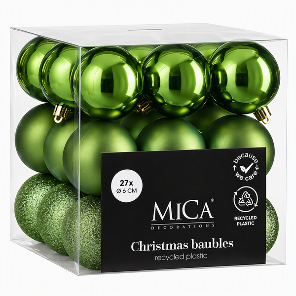 Mica Decorations Bombki Choinkowe Ciemnozielone 6 cm 27 sztuk