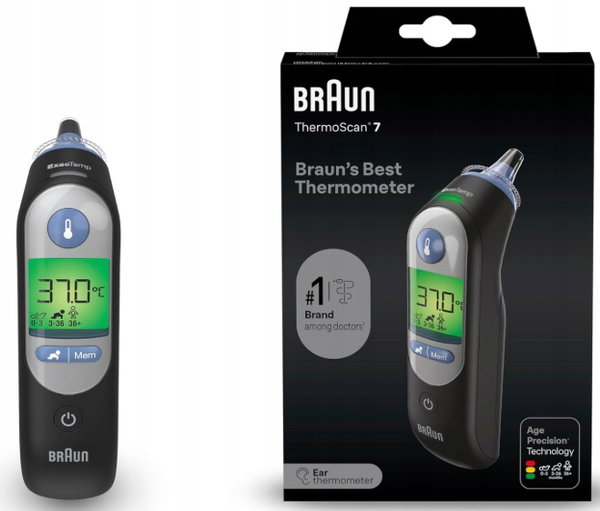 Braun ThermoScan 7 IRT 6520 Termometr douszny czarny OUTLET