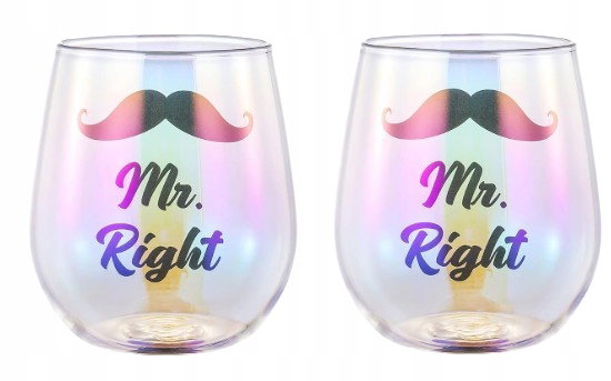 SHENDONG Szklanki z napisem Mr Right 2 sztuki OPIS